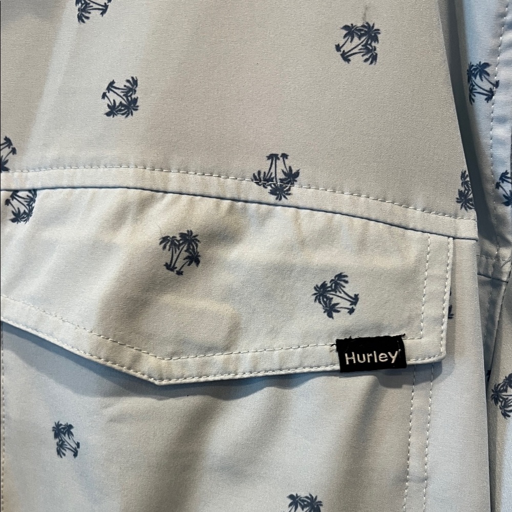 Hurley Light Blue Patterned Button Down Shirt - image 3